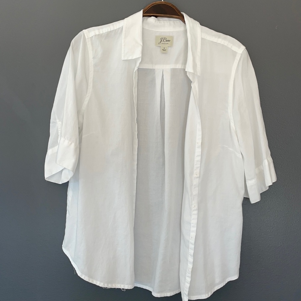 J. Crew short sleeve button up shirt in white size small